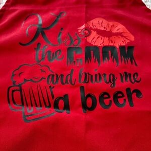 Red Apron- Kiss the cook and bring me a beer- great present for a birthday!